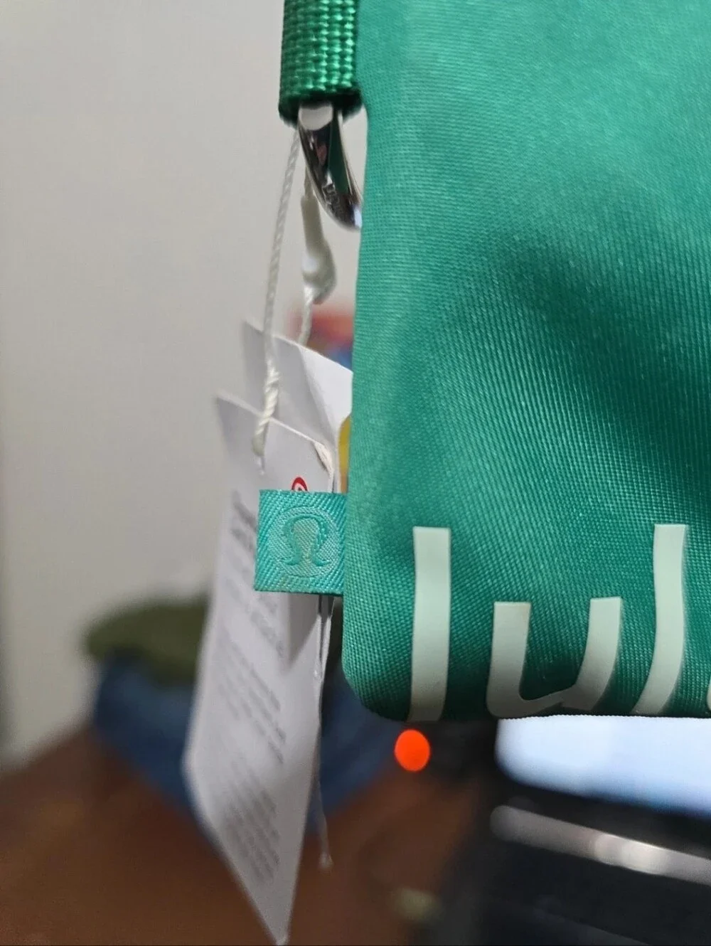 Lululemon Teal Green Zip Card Pouch Keychain